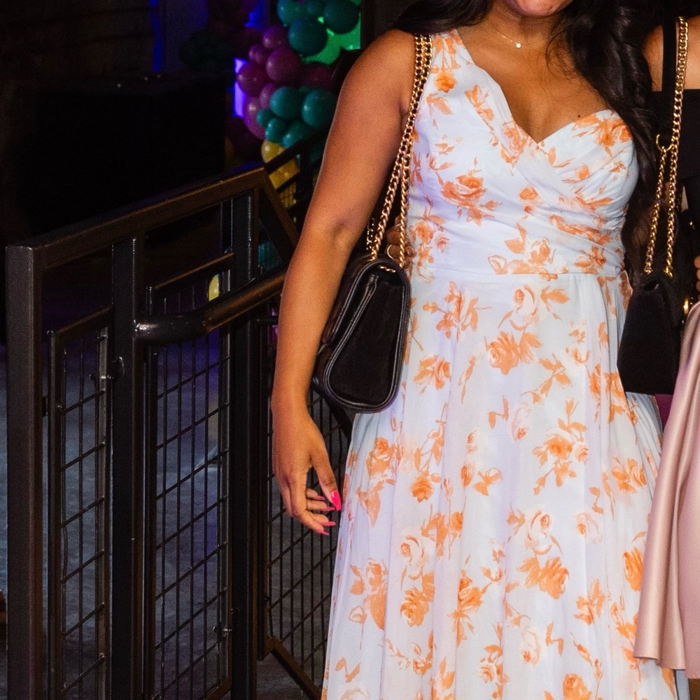 Fashionably Refined Light Blue Floral One-Shoulder Maxi Dress